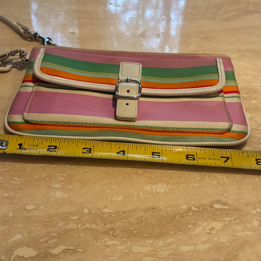 Coach Hampton Multicolor Stripe Wristlet - Picture 12 of 16